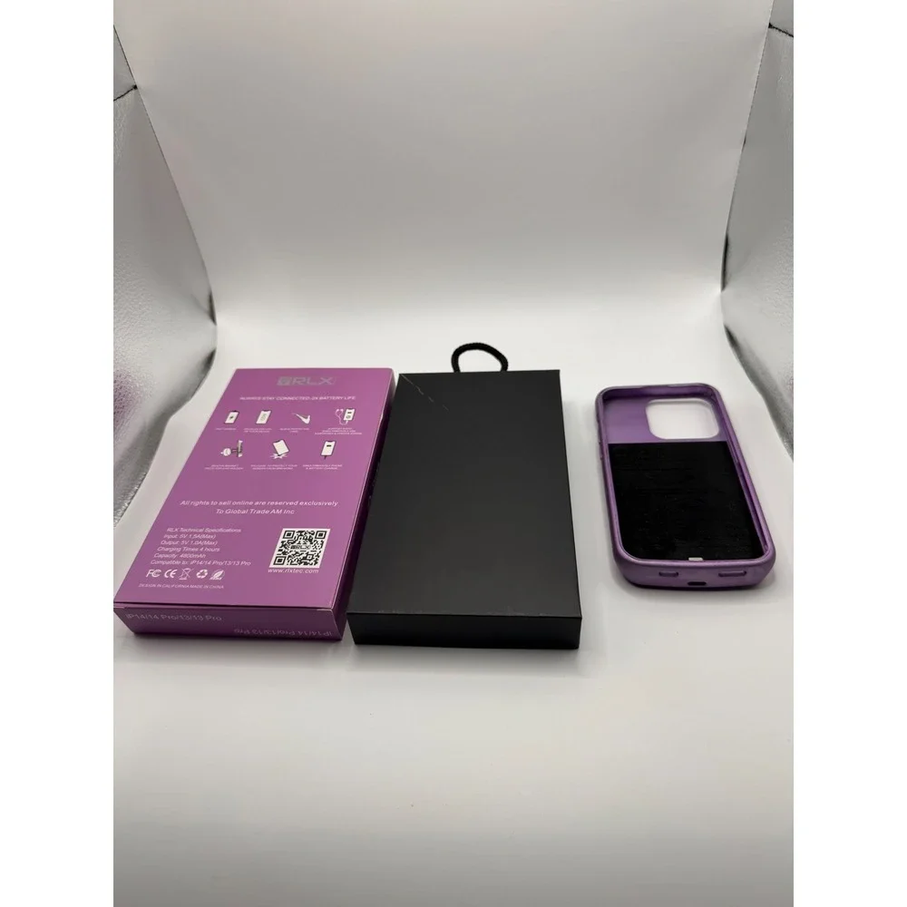 RLX iPhone 14 13 Pro Battery Case 4800mAh Purple Charging Power Bank Cover